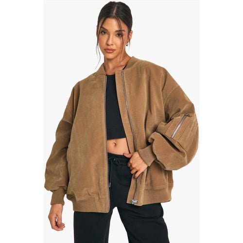 Chaqueta Bomber Oversize Efecto Ante - boohoo - Modalova