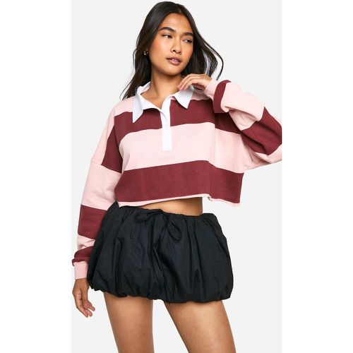 Camisa Crop Recta De Rugby Con Cuello Y Estampado De Rayas - boohoo - Modalova