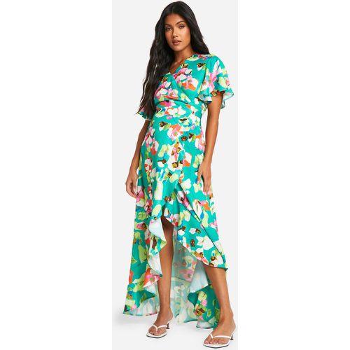 Vestito maxi Premaman a fiori con cintura e fondo arricciato - boohoo - Modalova