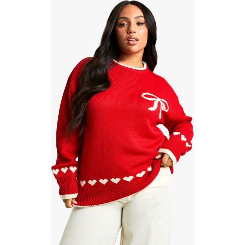 Jersey Plus Oversize Navideño Con Lazo Y Corazón - boohoo - Modalova