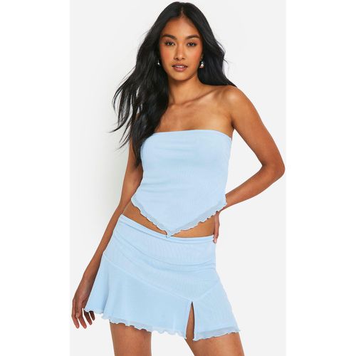 Frilled Hem Mini Skirt, Azul - boohoo - Modalova