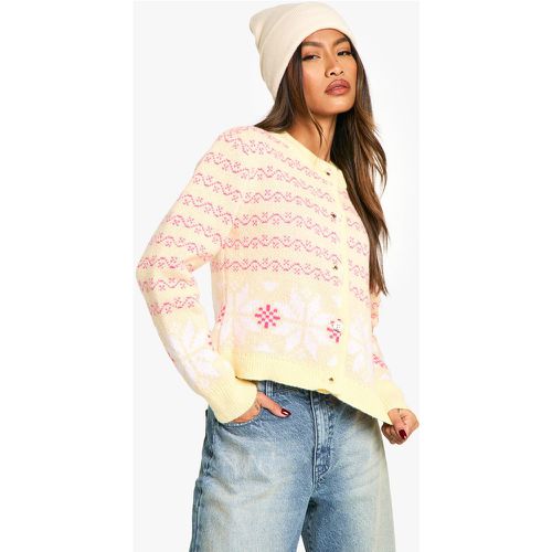 Cardigan Premium in maglia con motivi Fairisle - boohoo - Modalova