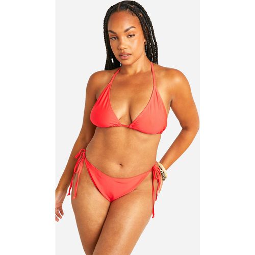 Plus Tie Side Bikini Set, Rosso - boohoo - Modalova