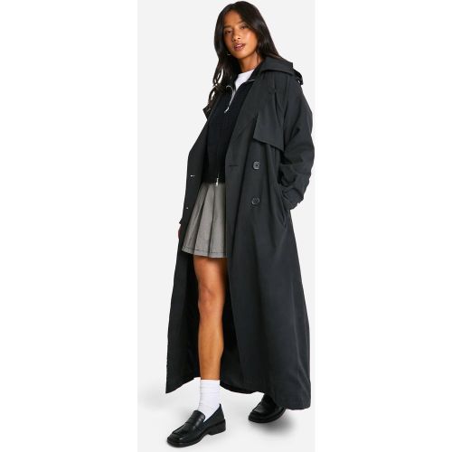 Cappotto Trench Petite oversize a doppiopetto effetto vellutato - boohoo - Modalova