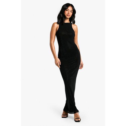 Vestito maxi Petite termoadesivi con scollo a vogatore e strass - boohoo - Modalova