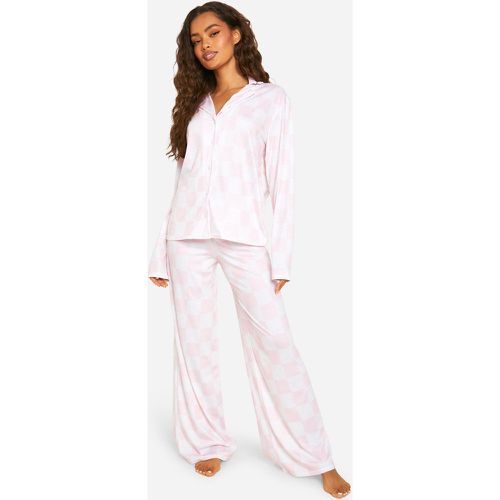Checkerboard Shirt And Trouser Pyjama Set - boohoo - Modalova