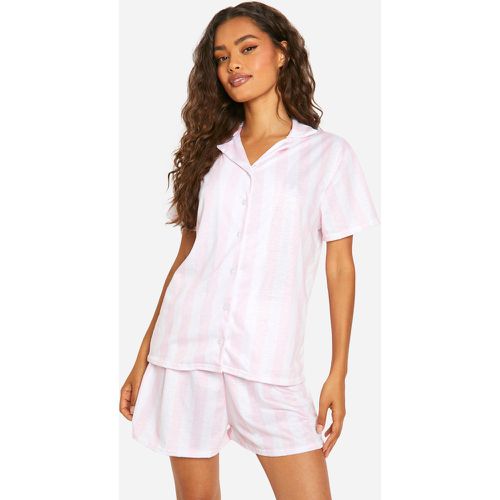 Stripe Pyjama Shirt And Short Set - boohoo - Modalova