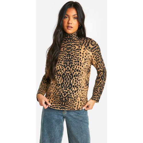 Jersey Premamá De Punto Cardado Con Cuello Vuelto Y Estampado De Leopardo - boohoo - Modalova