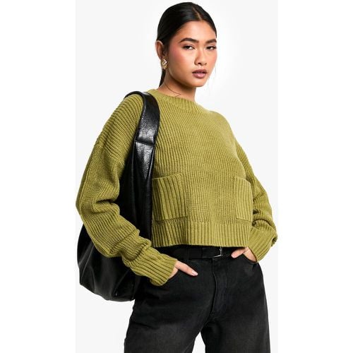 Maglione in filato morbido, Verde - boohoo - Modalova