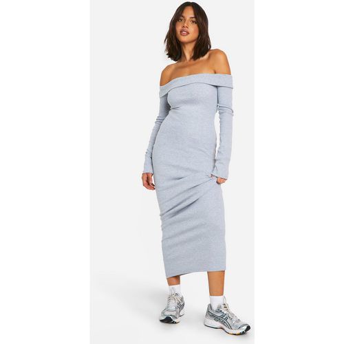 Vestito maxi Basic a coste con scollo Bardot - boohoo - Modalova