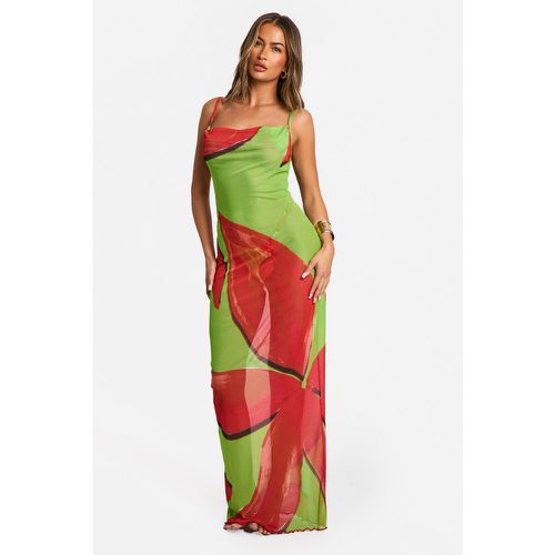 Vestido Maxi Para La Playa De Flores Con Escote Plisado - boohoo - Modalova