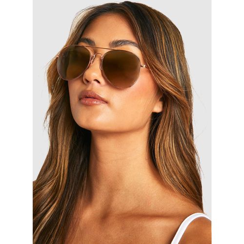 Rose Gold Frame Aviator Sunglasses - boohoo - Modalova