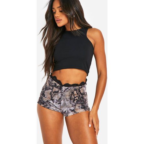 Pantalón Corto De Malla Fruncido Con Estampado De Serpiente - boohoo - Modalova