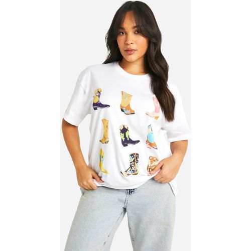 Plus Multi Cowboy Boot Oversized T-Shirt - boohoo - Modalova