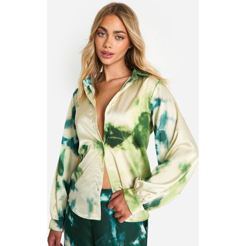 Camicia rilassata in fantasia tie dye tono su tono - boohoo - Modalova