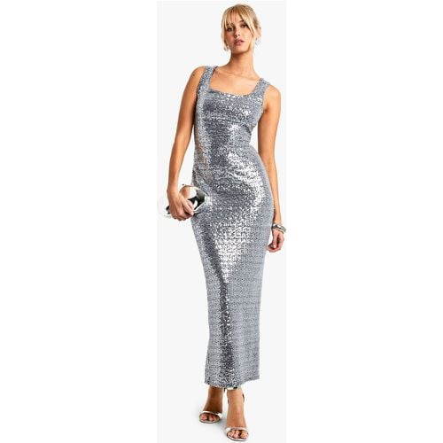 ABITO MAXI CON PAILLETTES E COLLO QUADRATO - boohoo - Modalova