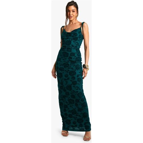 Vestito maxi in rete con laccetti e scollo a cappuccio - boohoo - Modalova