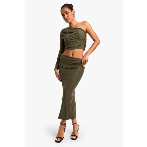 Falda Maxi Súper Suave Con Cintura Plegada - boohoo - Modalova