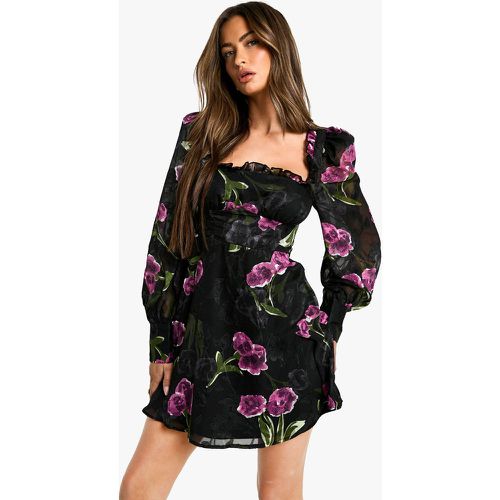 Vestido Estilo Mesonera Con Estampado De Flores - boohoo - Modalova