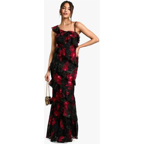 Vestido Maxi De Flores Con Volante Y Un Hombro Descubierto - boohoo - Modalova