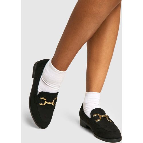 Faux Suede T Bar Loafers, Negro - boohoo - Modalova