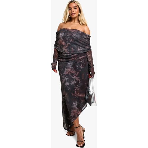 Tubino Plus Size in rete astratta con scollo Bardot - boohoo - Modalova