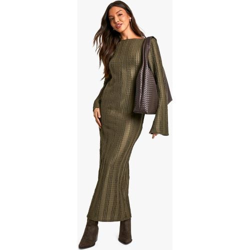 Vestito maxi a maniche lunghe con trama in rilievo - boohoo - Modalova