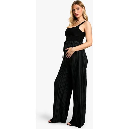 Pantalón Premamá Ancho Plisado Con Cintura Elástica Y Cordón Elástico - boohoo - Modalova