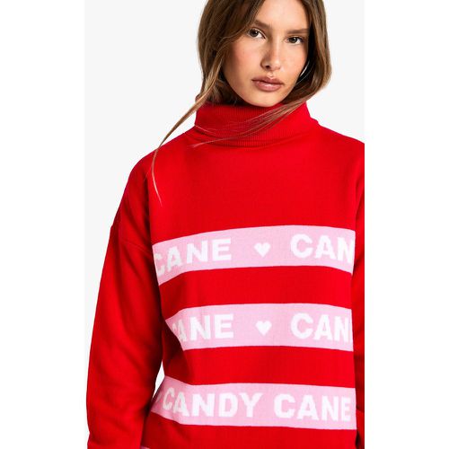 Jersey Navideño De Cuello Vuelto Con Estampado De Bastones De Caramelo - boohoo - Modalova