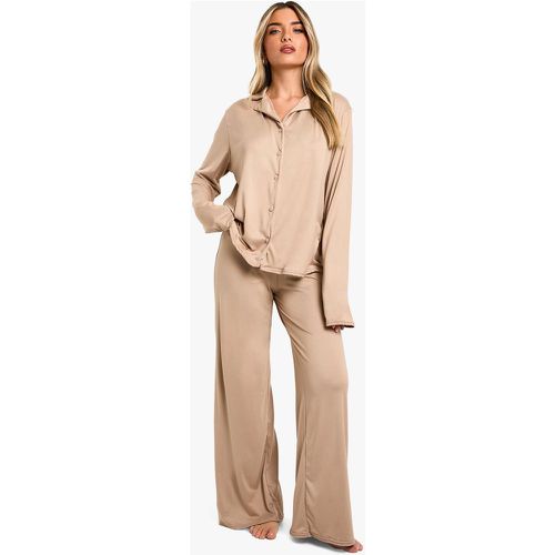 CAMICIA E PANTALONE A MANICHE LUNGHE IN MORBIDA PESCA - boohoo - Modalova