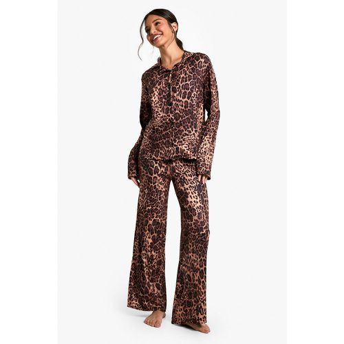 Pantalón Y Camisa De Manga Larga Color Melocotón Con Estampado De Leopardo - boohoo - Modalova