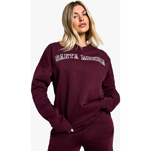 Felpa oversize con slogan Santa Monica - boohoo - Modalova