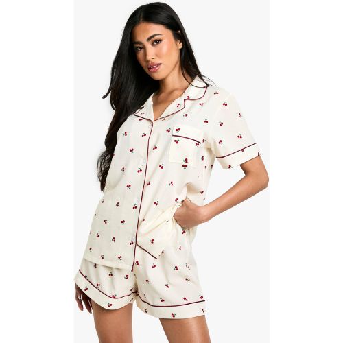 Conjunto De San Valentín De Pantalón Corto Y Camisa Con Estampado De Cerezas - boohoo - Modalova