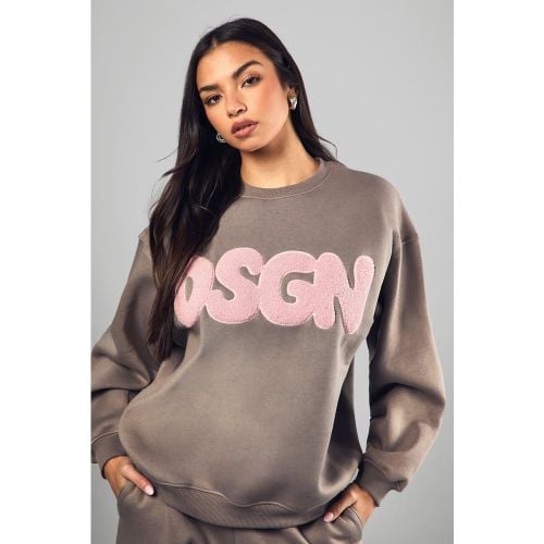 Sudadera Oversize Con Aplique De Felpa Dsgn - boohoo - Modalova