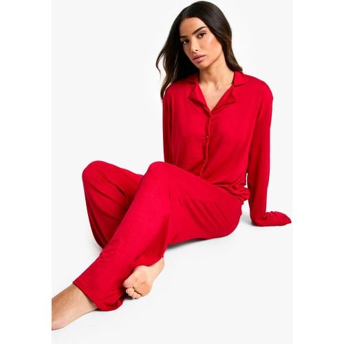 Pijama Petite De Manga Larga, Rojo - boohoo - Modalova