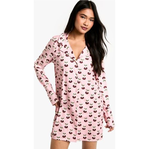 Camisón Navideño De Manga Larga Con Estampado De Pudín - boohoo - Modalova