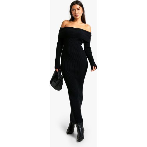 Vestido Tall Maxi De Punto Y Canalé Con Escote Bardot - boohoo - Modalova