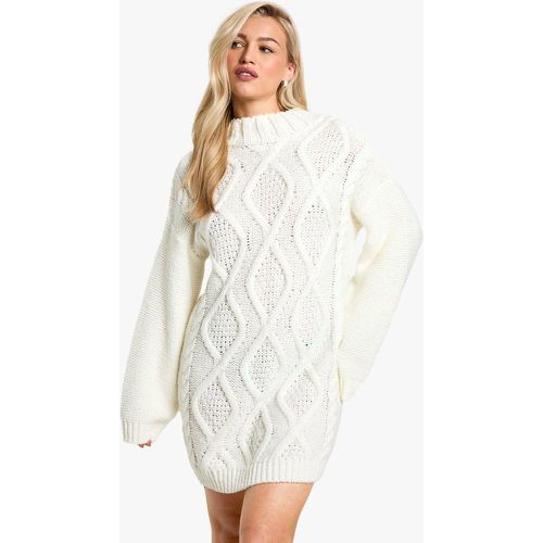 Vestido Jersey De Punto En Ochos Con Cuello De Caja - boohoo - Modalova