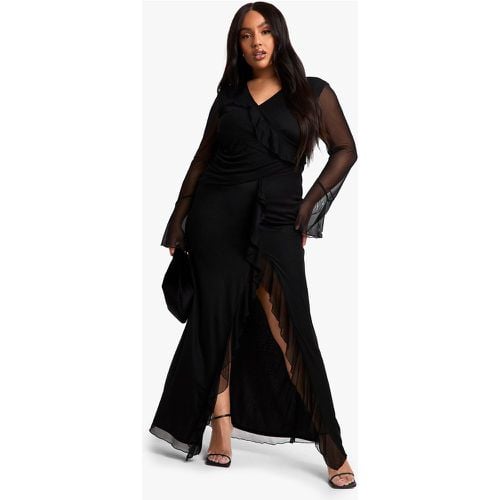 Vestito maxi Plus Size a incrocio con dettagli arricciati - boohoo - Modalova