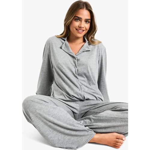 Pijama Petite De Manga Larga, Gris - boohoo - Modalova