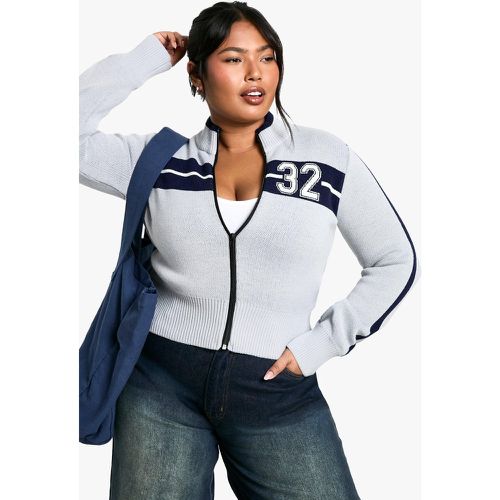 Cardigan Plus Size stile college con zip - boohoo - Modalova