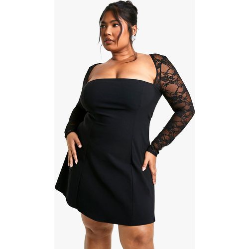 Vestito Skater Plus Size in pizzo in bengalina - boohoo - Modalova