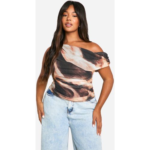 Top Plus Fruncido Asimétrico Con Estampado Abstracto - boohoo - Modalova