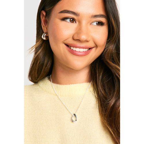 Hammered Oval Drop Necklace, Gris - boohoo - Modalova