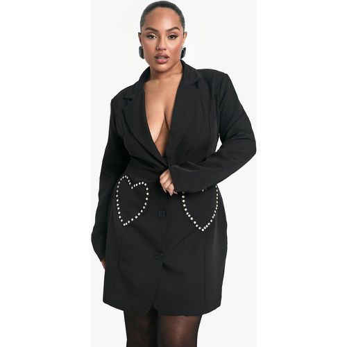 Vestito Blazer Plus Size con tasche a cuore e strass - boohoo - Modalova