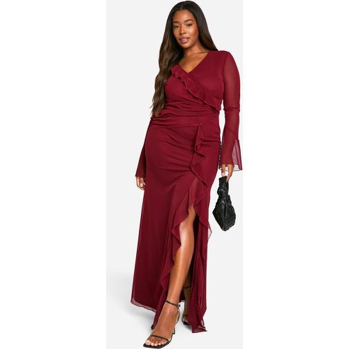 Vestito maxi Plus Size a incrocio con dettagli arricciati - boohoo - Modalova