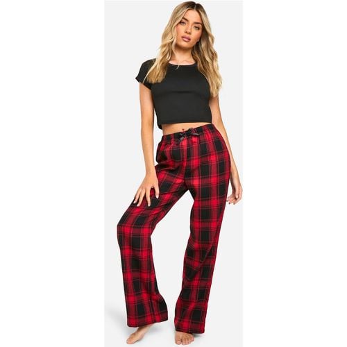 Pijama De Pantalón Largo Y Camiseta Con Estampado De Cuadros - boohoo - Modalova