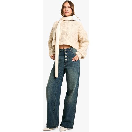 Jeans extra comodi con bottoni - boohoo - Modalova