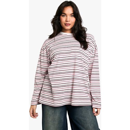 Camiseta Plus Oversize De Rayas Con Cuello Caja - boohoo - Modalova