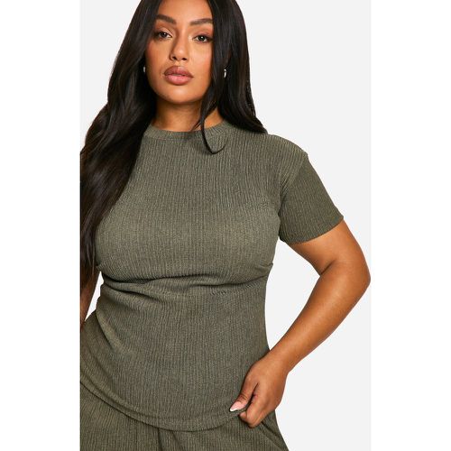 T-SHIRT Plus Size con trama e ruches laterali - boohoo - Modalova